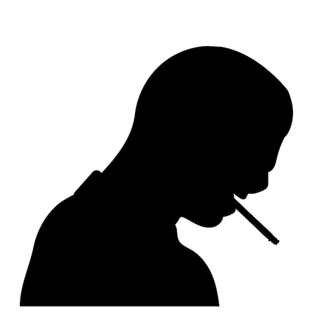 Portrait de fumer homme silhouette noire