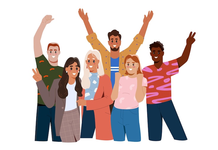 Vecteur portrait de gens heureux souriants