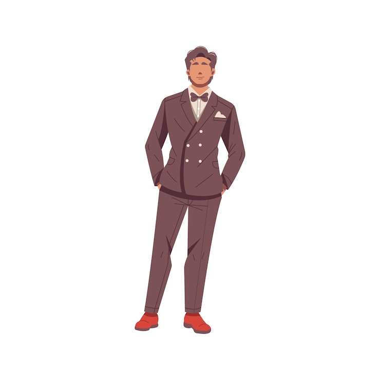 Vecteur portrait d'un homme d'affaires confiant en costume illustration de vêtements élégants