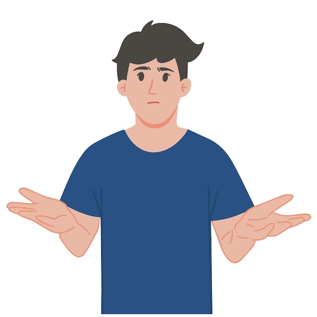 Portrait d'un homme qui ne connaît pas le geste illustration vectorielle confuse