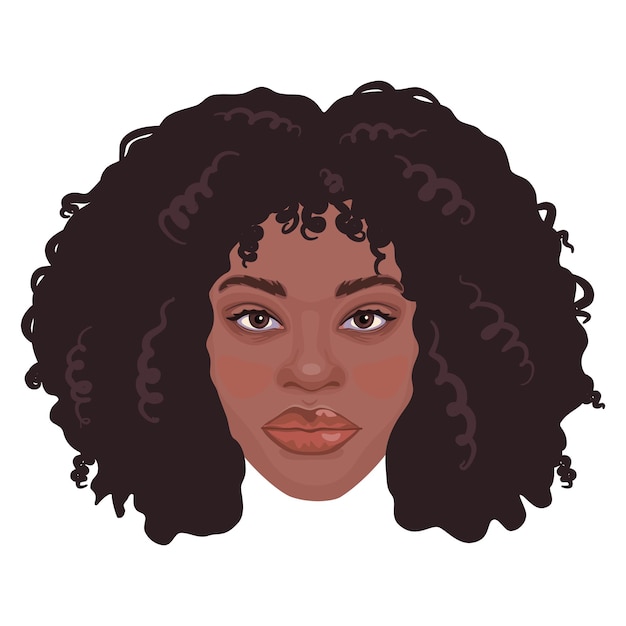Vecteur portrait d'une jeune femme africaine femme attrayante du millénaire avec des cheveux bouclés avatar vector