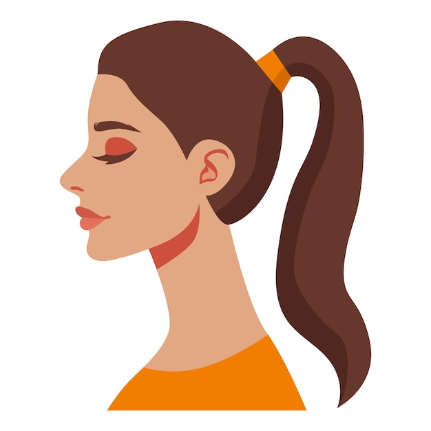 Portrait d'une jeune femme vecteur de dessin animé plat