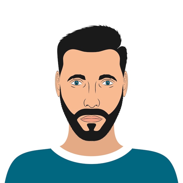 Vecteur portrait d'un jeune homme avec barbe et coiffure. avatar masculin. illustration vectorielle.