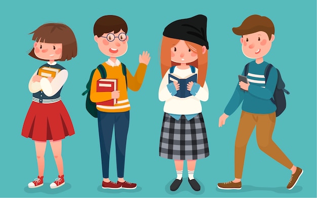 Portrait de jeunes étudiants avec deux garçons et deux filles
