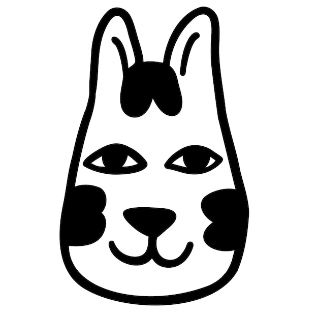 Vecteur portrait linéaire de chat noir et blanc dans un objet de style vecteur doodle pour avatar de conception pour les réseaux sociauxchat stylisé isolécollection de portraits de chats