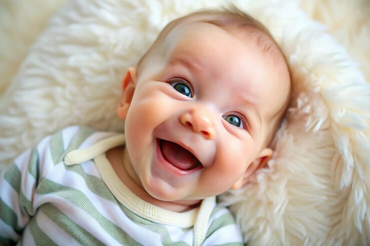 Vecteur portrait d'un magnifique bébé souriant