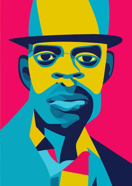 Portrait de musicien bluesman abstract illustration