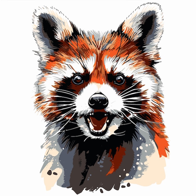 Portrait D'un Panda Rouge Illustration Vectorielle Sur Fond Blanc