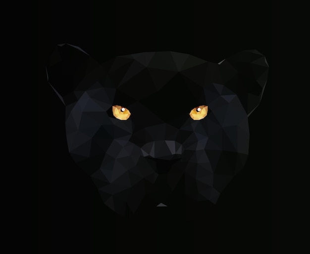 Vecteur portrait de panthère noire low poly