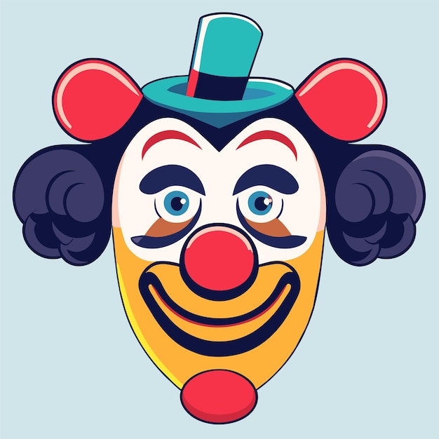 Portrait De Personnage De Clown Coloré Dessiné à La Main Plat Autocollant De Dessin Animé élégant Concept D'icône Isolé