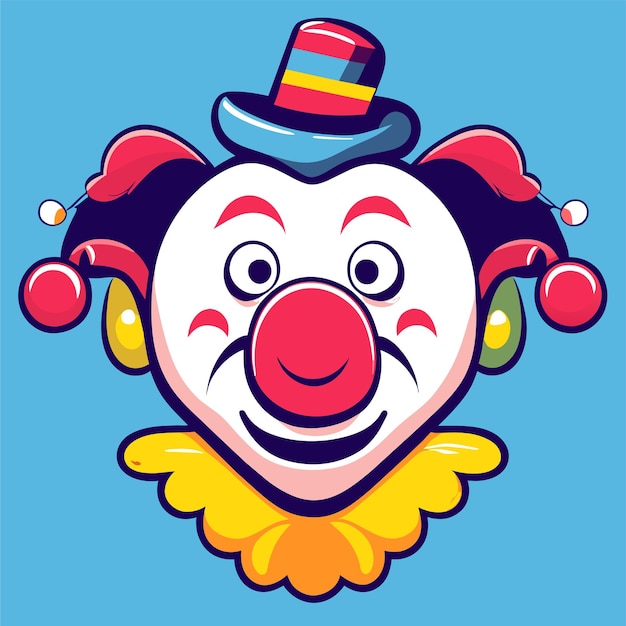 Vecteur portrait de personnage de clown coloré dessiné à la main plat autocollant de dessin animé élégant concept d'icône isolé