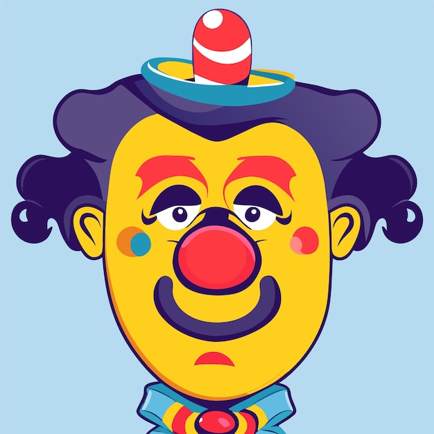 Portrait De Personnage De Clown Coloré Dessiné à La Main Plat Autocollant De Dessin Animé élégant Concept D'icône Isolé