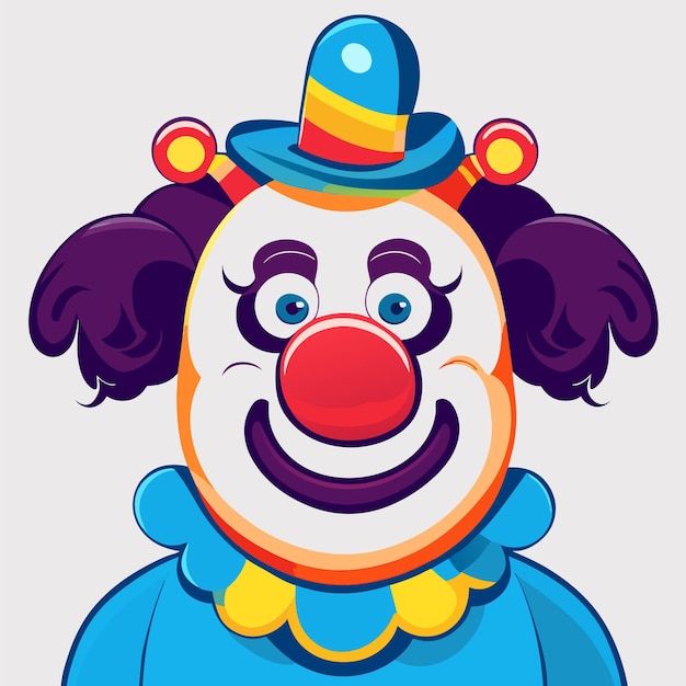 Vecteur portrait de personnage de clown coloré dessiné à la main plat autocollant de dessin animé élégant concept d'icône isolé