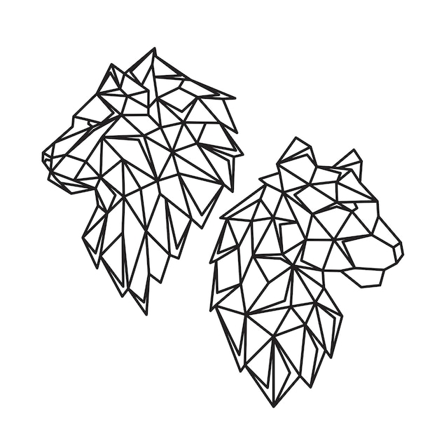 Portrait polygonal de lions. Illustration vectorielle