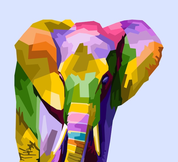 Vecteur portrait pop art éléphant coloré
