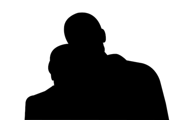 Vecteur portrait de silhouette d'une mère et d'un fils