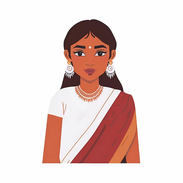 Vecteur portrait de style traditionnel indien belle fille visage avatar illustration vectorielle