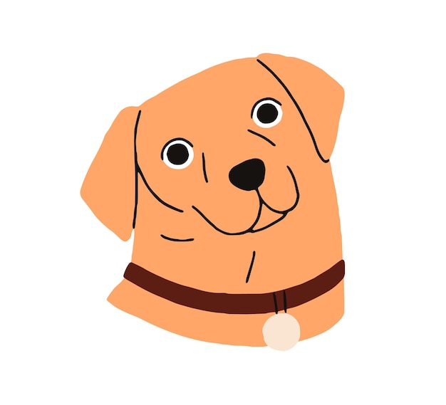Portrait de tête d'avatar de chien mignon visage de museau de chiot de Labrador heureux drôle adorable compagnon de chiot chiot animal canin illustration vectorielle plate isolée sur fond blanc