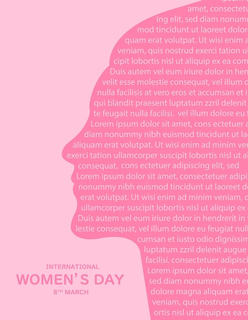 Vecteur portrait de texte d'une femme, thème de la journée de la femme. illustration vectorielle de la journée internationale de la femme.