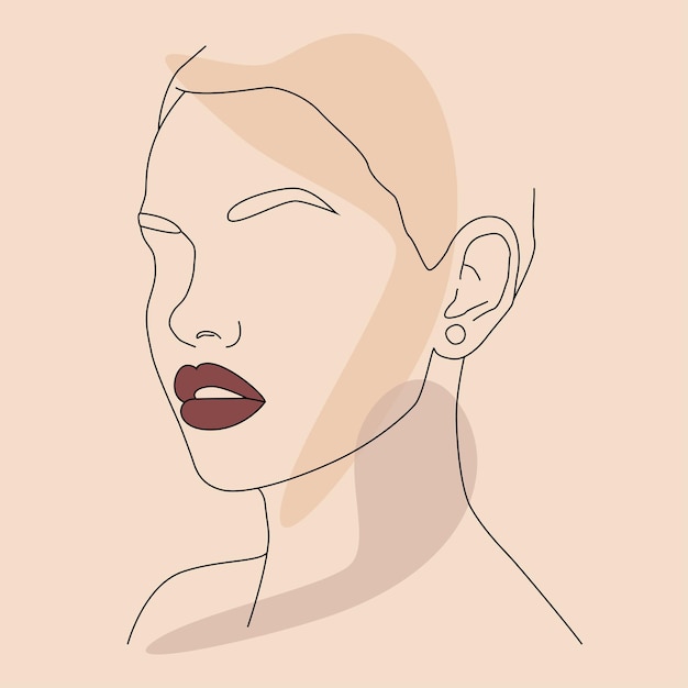 Portrait de vecteur dans un style minimaliste Portrait d'une femme