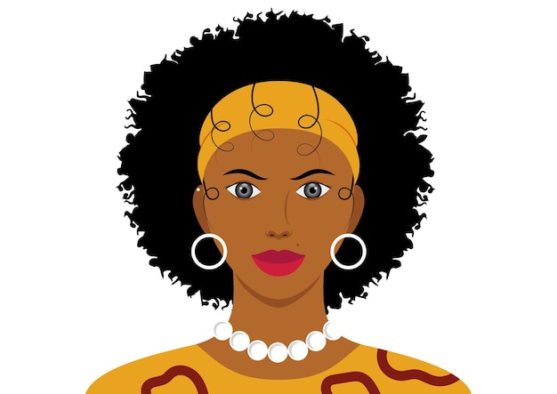 Vecteur portrait de vecteur de femme noire élégante élégante