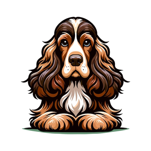 Portrait Vectoriel D'un Cocker Spaniel Anglais Avec Un Arrière-plan Isolé