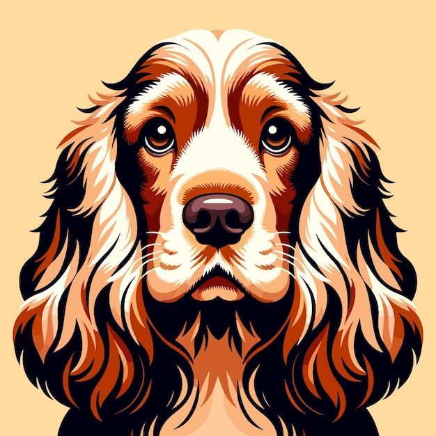 Vecteur portrait vectoriel d'un cocker spaniel anglais avec un arrière-plan isolé