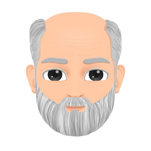 Portrait d'un vieil homme aux cheveux gris et chauve