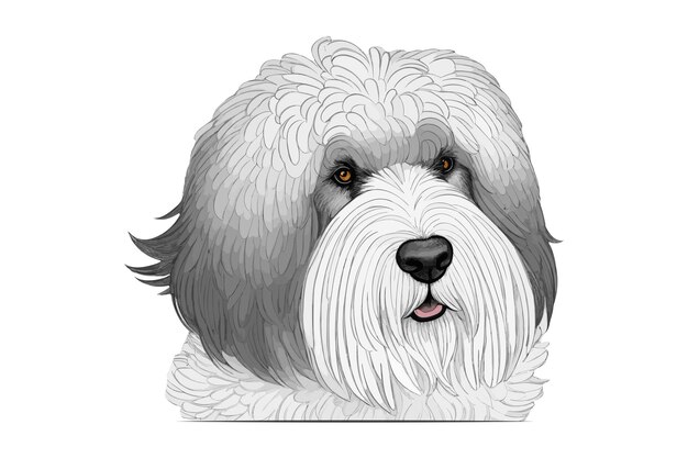 Vecteur portrait de visage de chien mignon et beau dessiné à la main, style vintage à l'encre isolé sur fond blanc