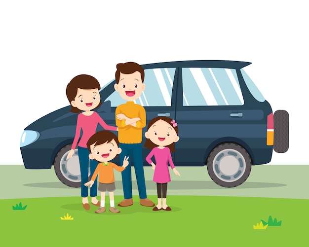 Portrait De Voiture Et De Famille