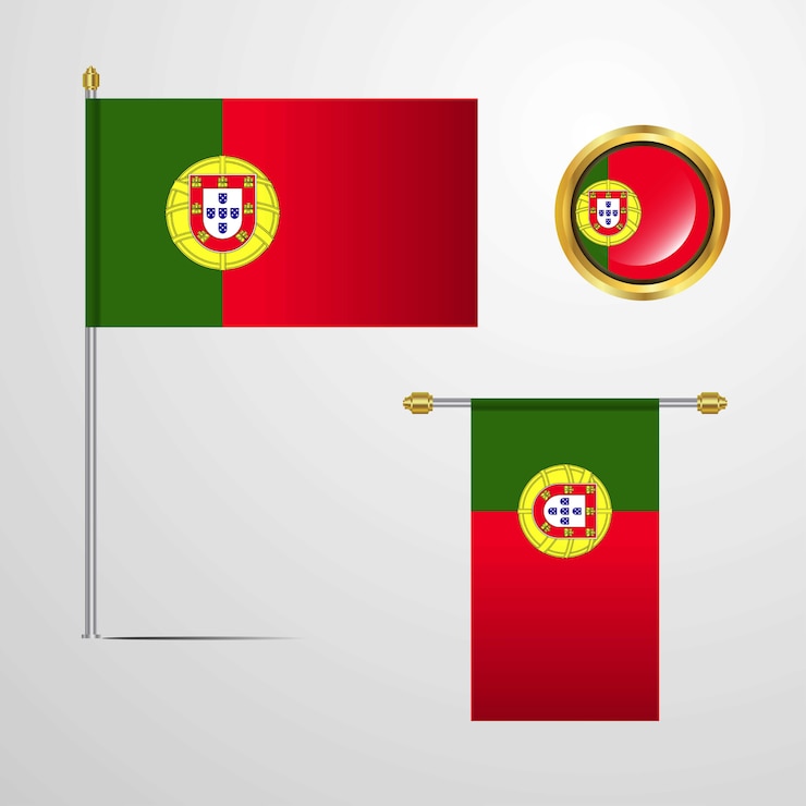 Vecteur portugal agitant la conception du drapeau avec le vecteur insigne