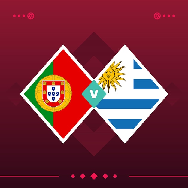 Portugal uruguay match du monde de football 2022 contre sur illustration vectorielle fond rouge