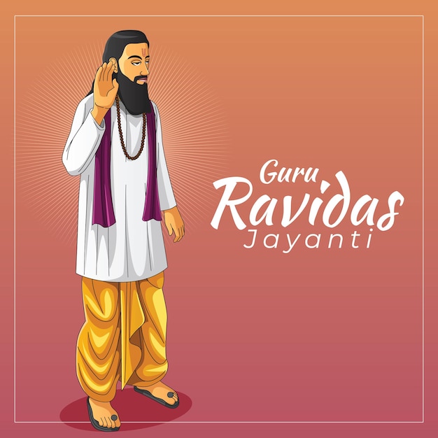 Vecteur pose debout guru ravidas jayanti vecteur carte de voeux