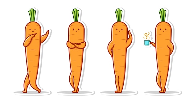 Vecteur pose mignon de carotte ensemble