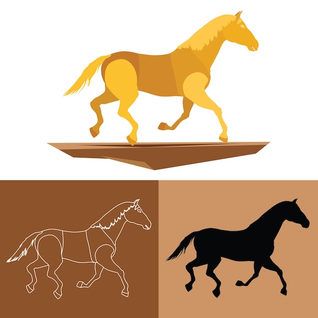 Pose verticale de silhouette de cheval avec des parties modifiables
