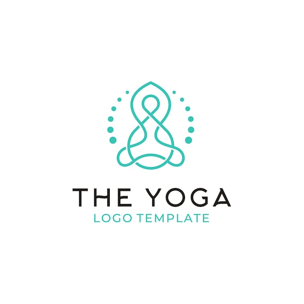 Pose de yoga humain artistique avec création de logo de style dessin au trait simple