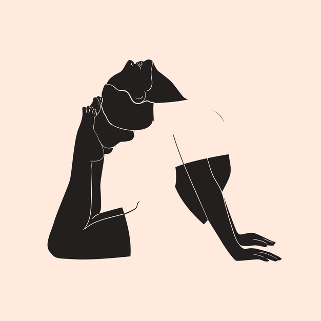 Pose De Yoga Silhouette De Femme Minimaliste