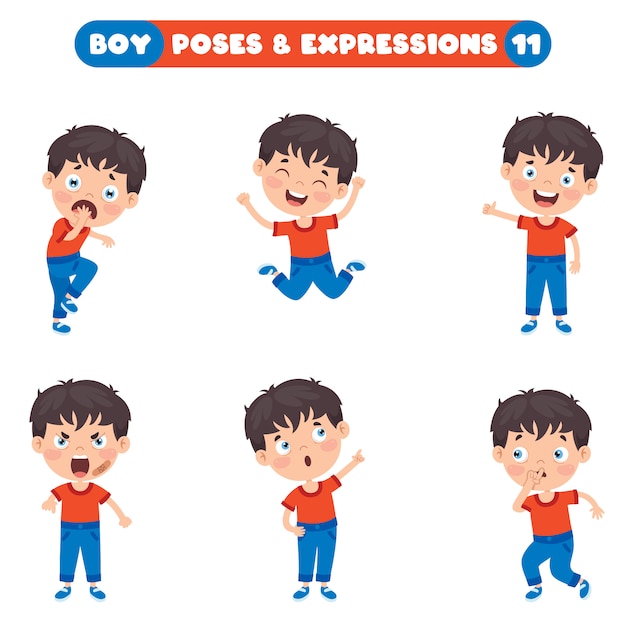 Poses Et Expressions D'un Garçon Drôle