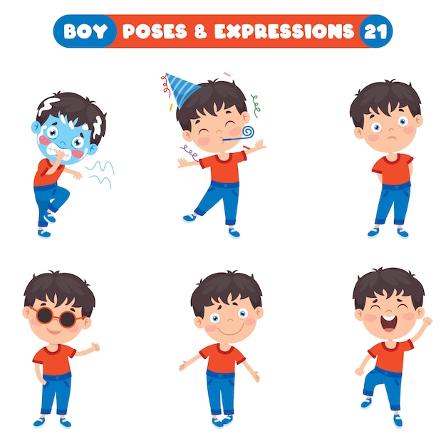 Poses Et Expressions D'un Garçon Drôle