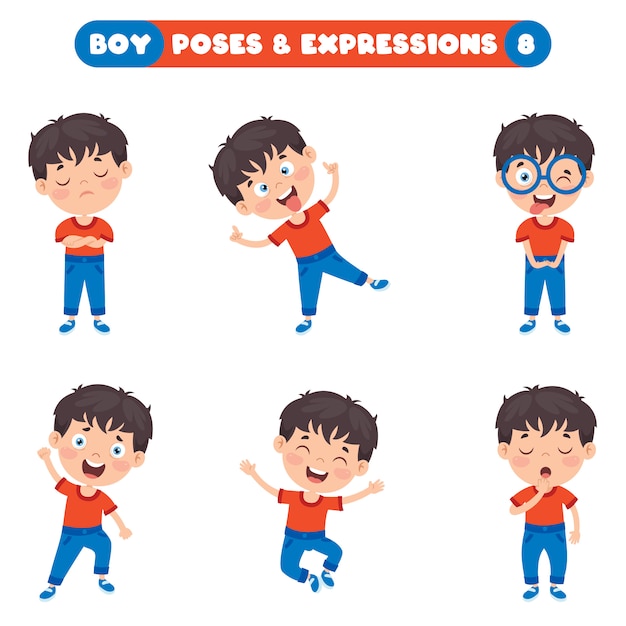 Poses Et Expressions D'un Garçon Drôle