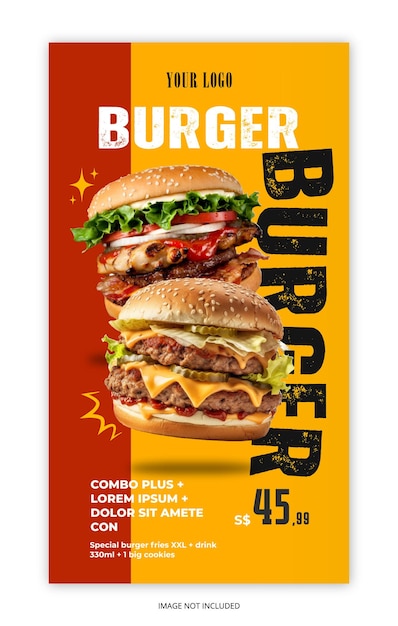 Post et bannière sur Instagram pour la promotion du burger