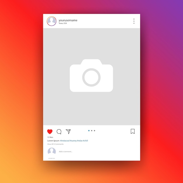 Vecteur un post sur instagram avec un fond transparent