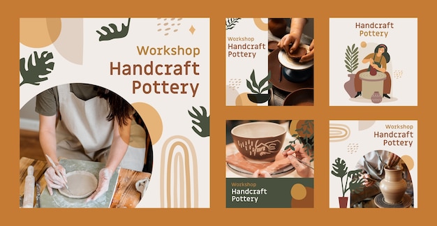 Une post Instagram de poterie dessinée à la main