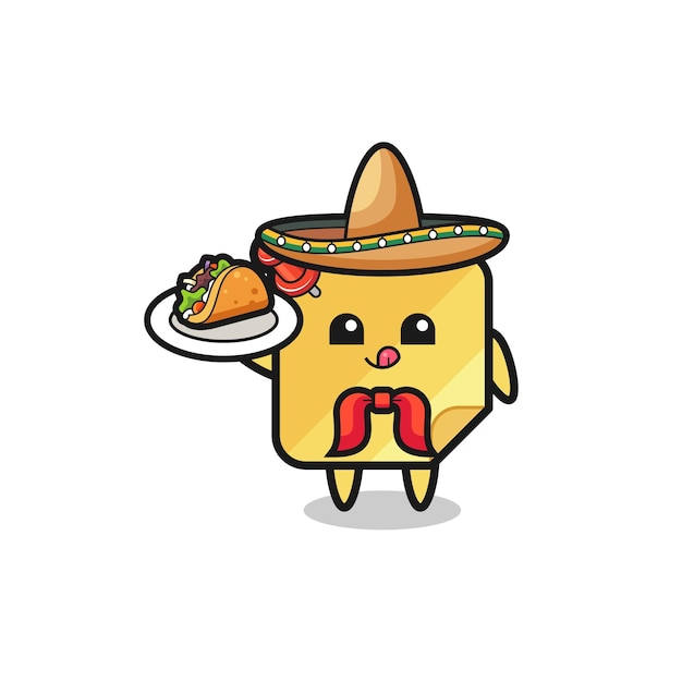 Post-it Mascotte De Chef Mexicain Tenant Un Taco