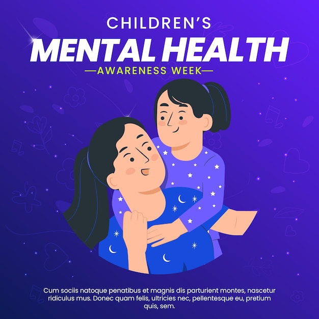Post sur les médias sociaux de la semaine de sensibilisation à la santé mentale des enfants 9 février
