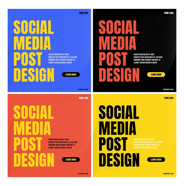 Vecteur post sur les réseaux sociaux avec des couleurs variées