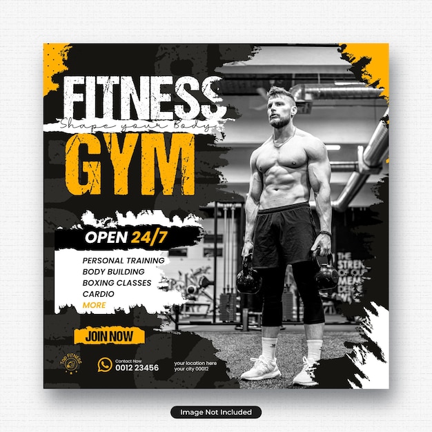 Post sur les réseaux sociaux de gymnastique et de fitness