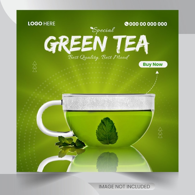 Vecteur post sur les réseaux sociaux de vector green tea