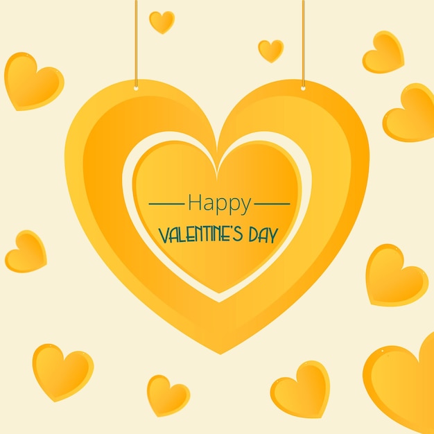 Vecteur poste de coeur jaune 3d pour la saint-valentin