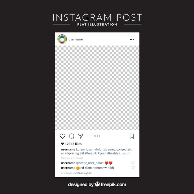 Vecteur poste instagram avec fond transparent